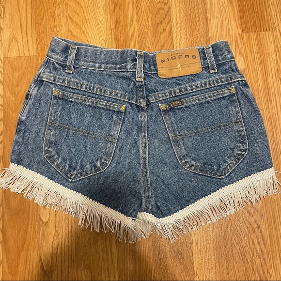Vintage 90s denim riders high waisted shorts with frills fits like xs s 25 - Picture 1 of 3
